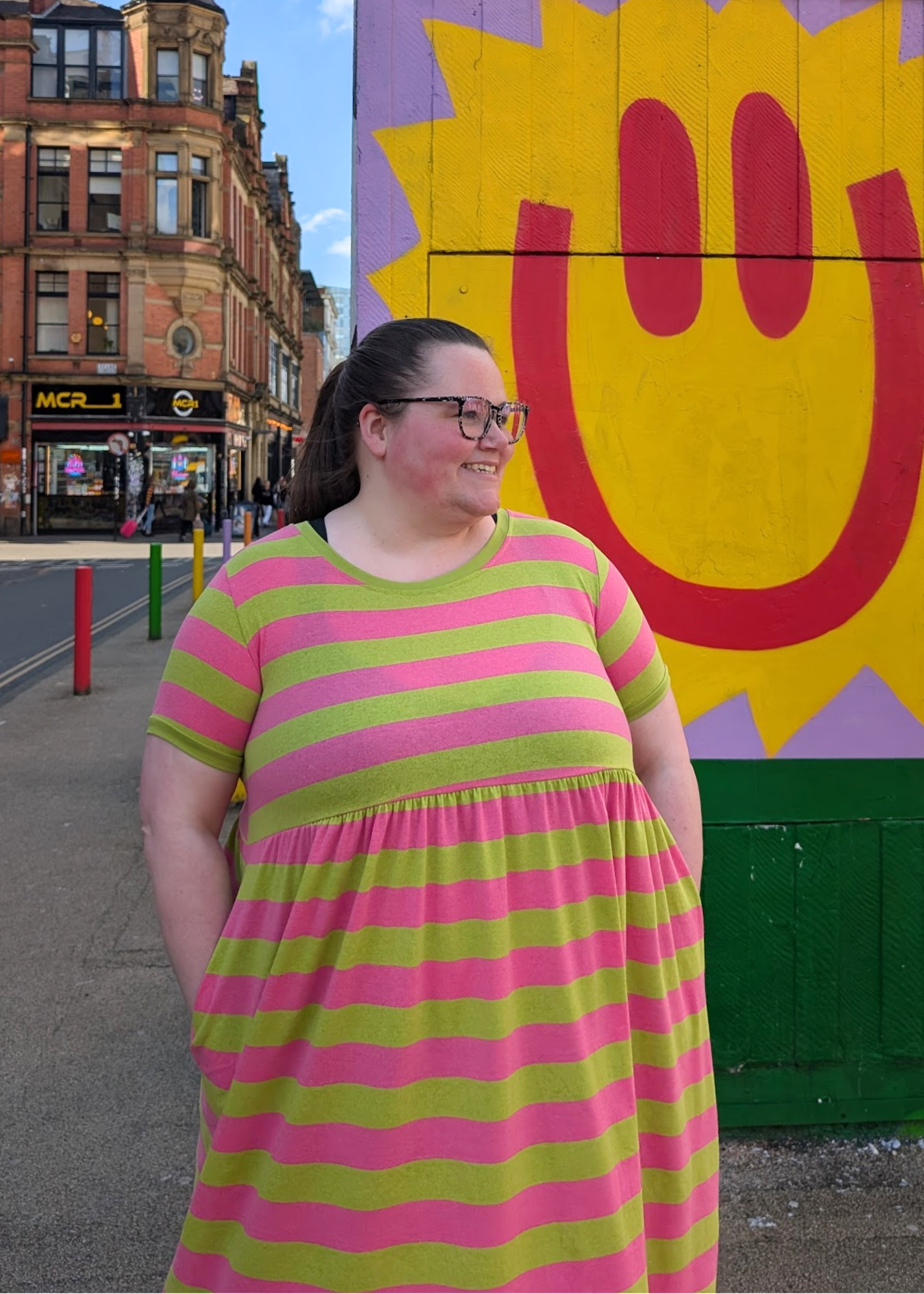 The Edit - Pink & Lime Sugar Stripes Smock Dress
