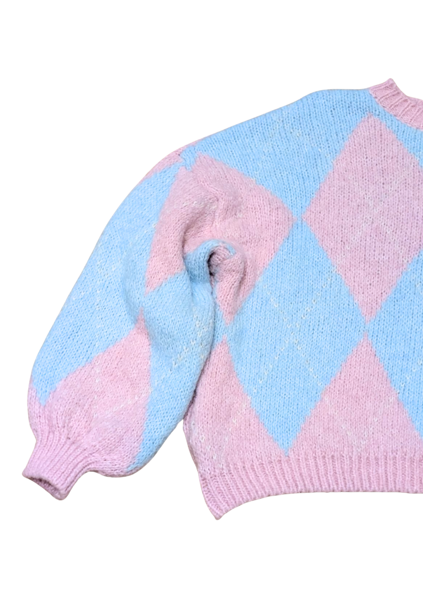 The Edit - Pink & Blue Harlequin Knit Jumper