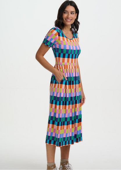 Sugarhill Brighton - Gina Puzzle Stripe Jersey Midi Dress