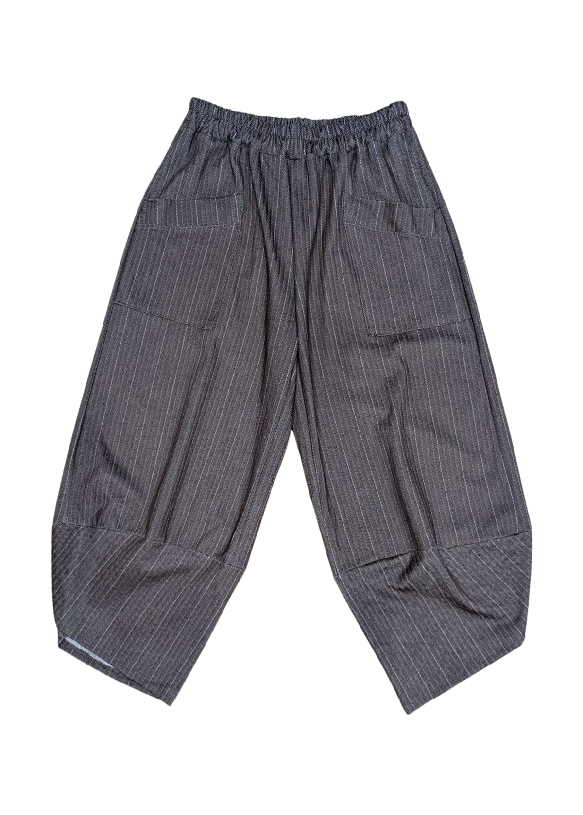 The Edit - Cropped Charcoal Pinstripe Cocoon Trousers