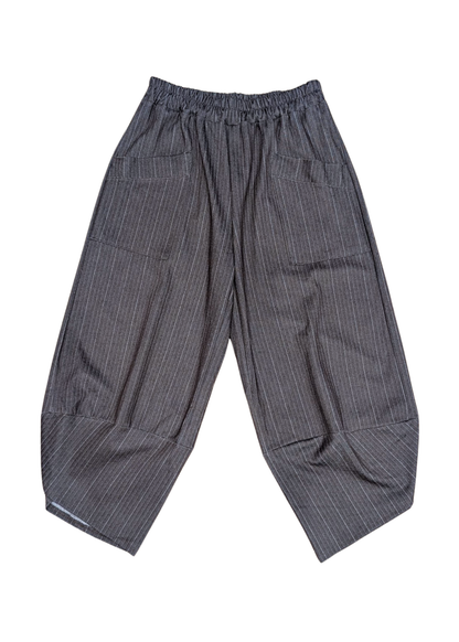 The Edit - Cropped Charcoal Pinstripe Cocoon Trousers