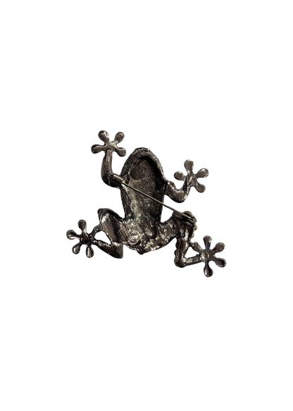 The Edit - Black & White Bejewelled Frog brooch