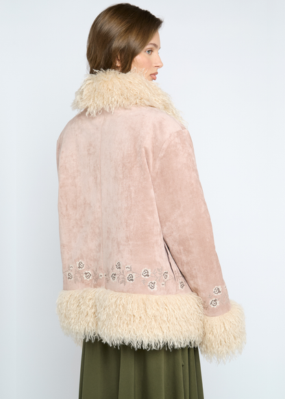 Daisy Street - Faux Fur Embroidered Rose Jacket