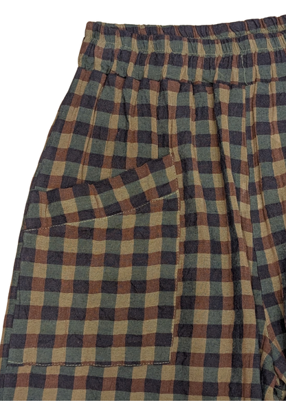 The Edit - Green & Blue Checked Gingham Tulip Cocoon Trousers