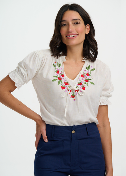 Sugarhill Brighton - Angelique Shirred Strawberry Top