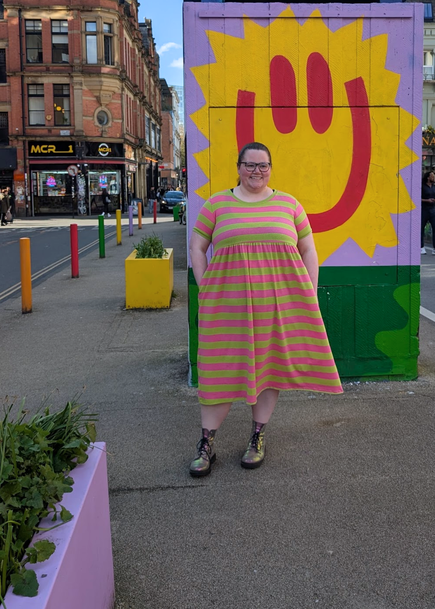 The Edit - Pink & Lime Sugar Stripes Smock Dress