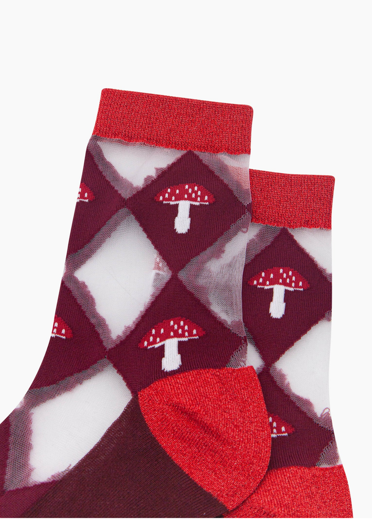 Sock Talk - Burgundy Toadstool Sheer Diamond Socks