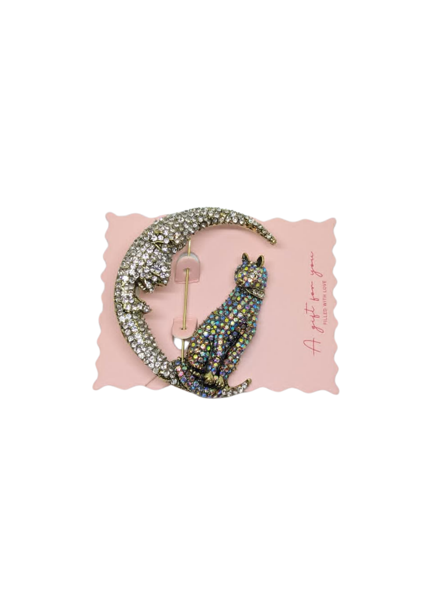 The Edit - XL Iridescent Cat & Moon Brooch