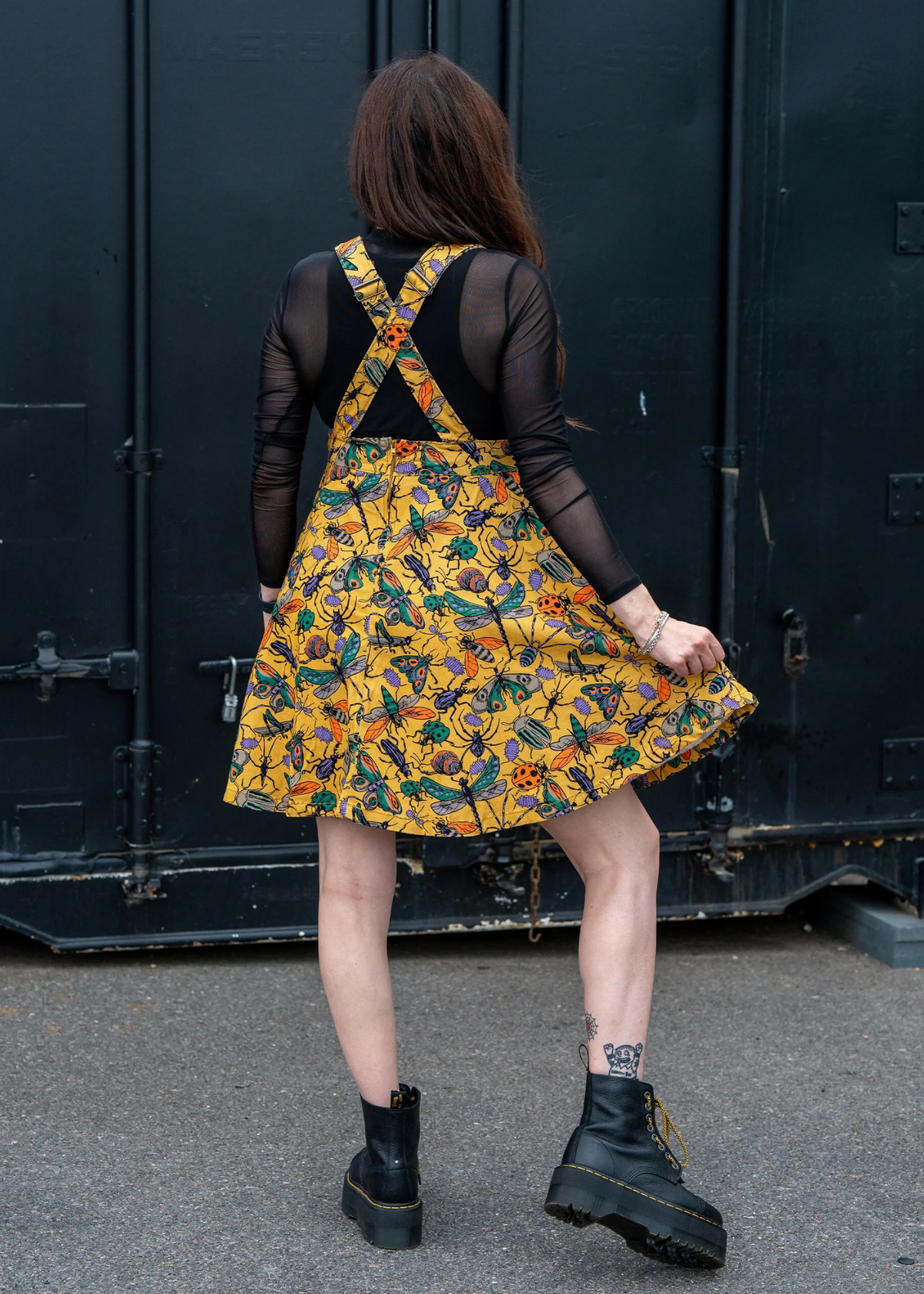 Run & Fly - Mustard Beasties Flared Pinafore Dress