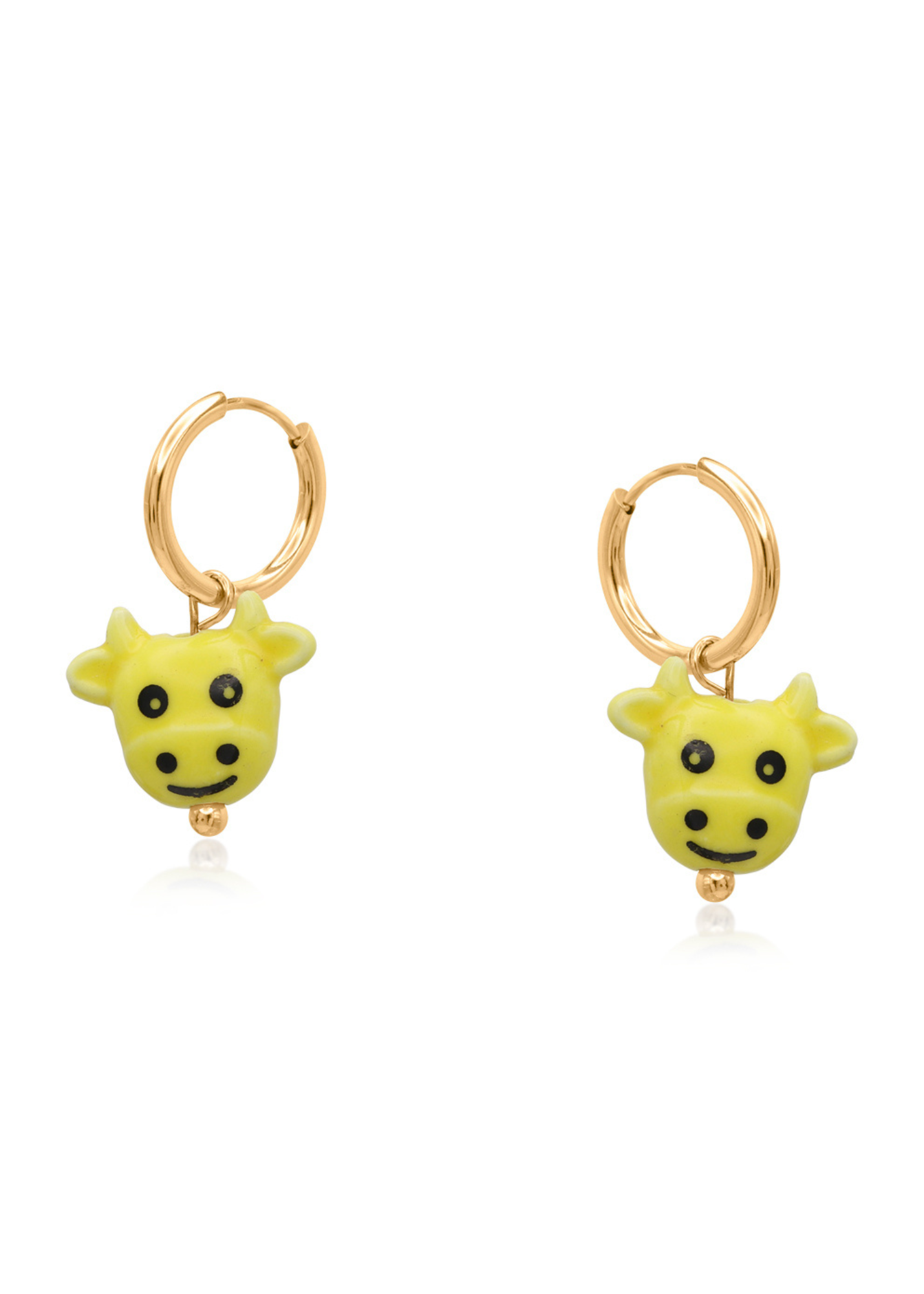 Big Metal London - Happy Cow Charm Earrings