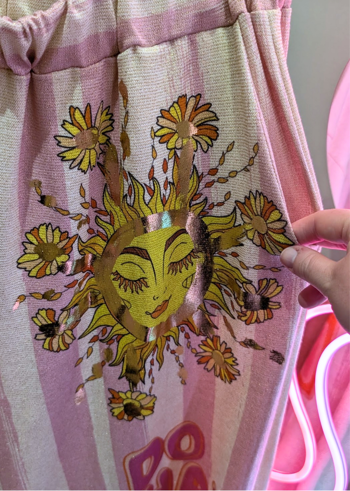The Edit - Glitter Jersey Cosmic Sunshine Trousers in Pink