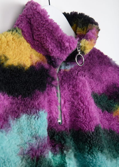 24COLOURS - Magenta/ Teal Abstract Half-Zip Fleece