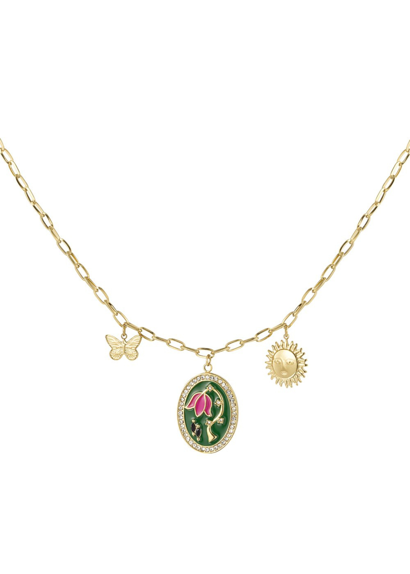 The Edit - Flower Charm Necklace in Gold