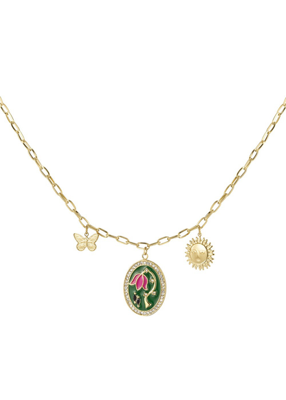 The Edit - Flower Charm Necklace in Gold