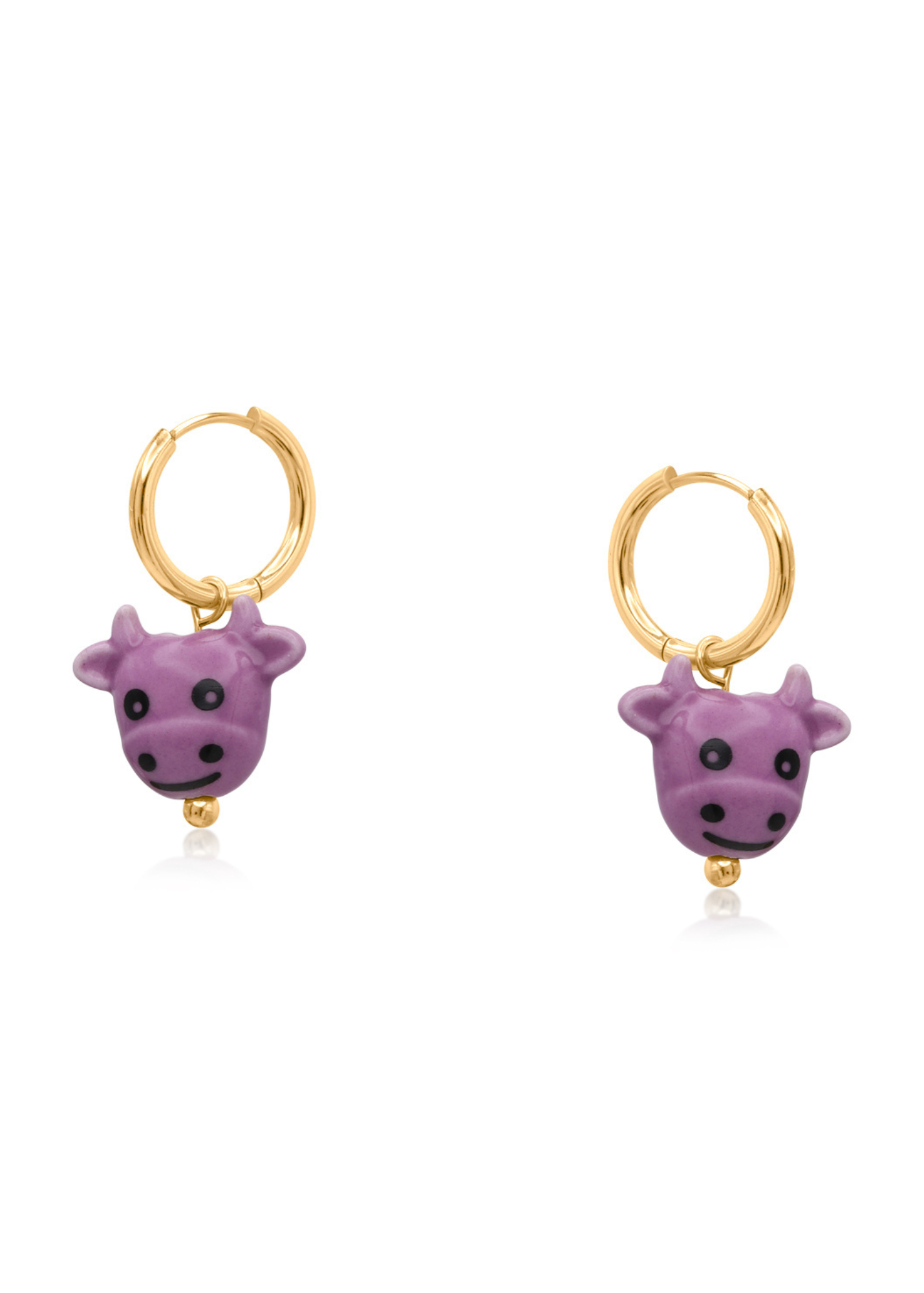 Big Metal London - Happy Cow Charm Earrings