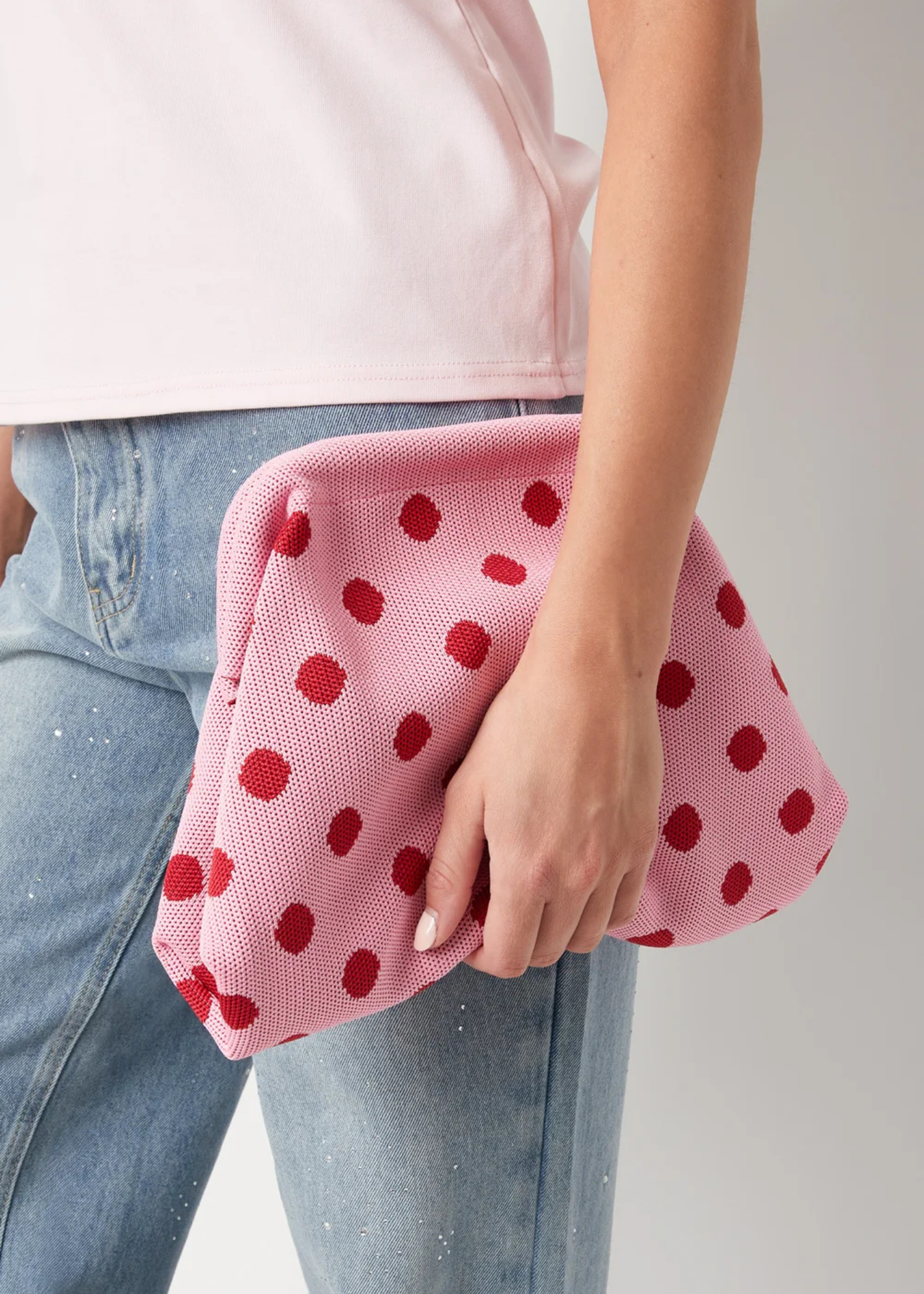 The Edit - Pink & Red Polka Dot Clutch Bag