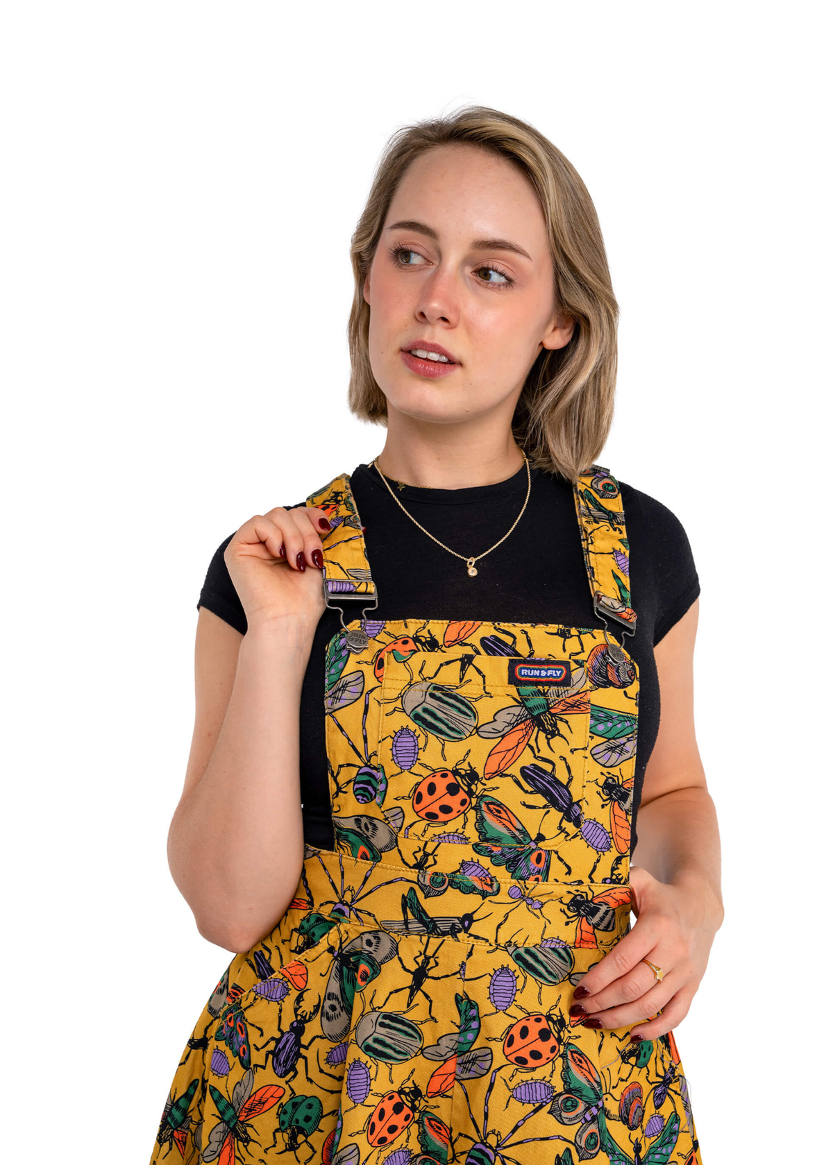 Run & Fly - Mustard Beasties Flared Pinafore Dress