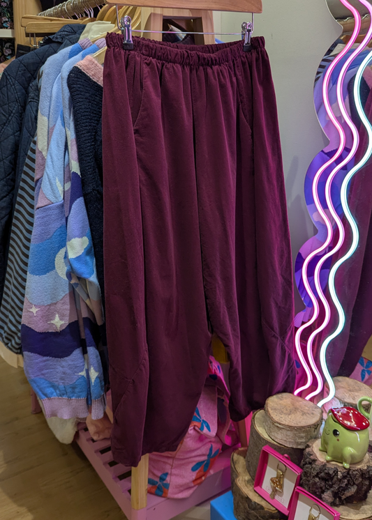 The Edit - Burgundy Needle Cord Cocoon Trousers