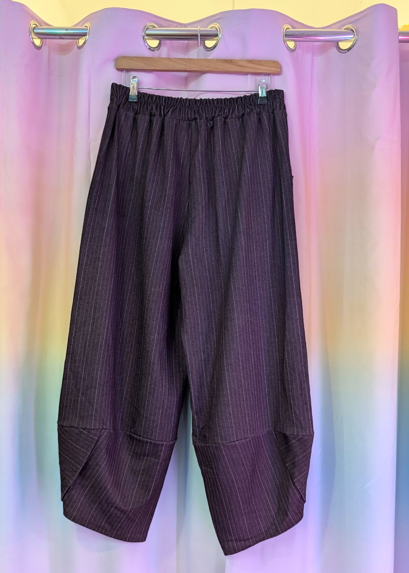 The Edit - Cropped Charcoal Pinstripe Cocoon Trousers