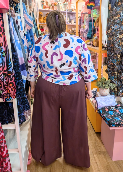 The Edit - Purple & Pink Glitter Blob Oversized Cropped Shirt