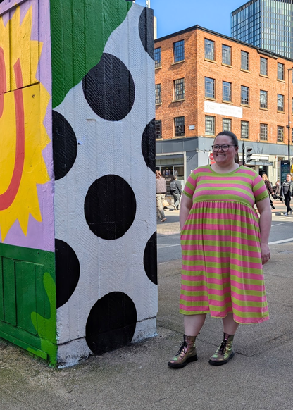 The Edit - Pink & Lime Sugar Stripes Smock Dress