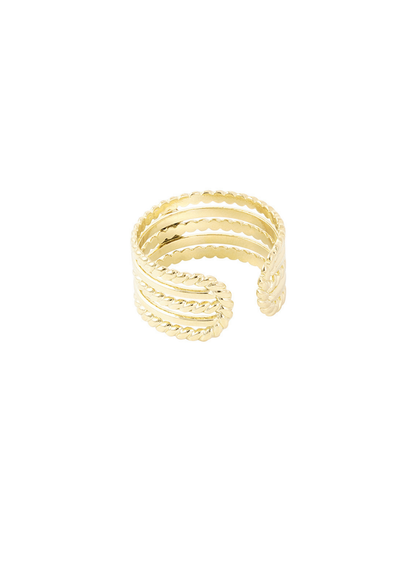 The Edit - Plait Ring with Fuchsia Stone