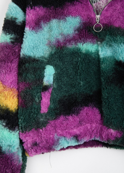 24COLOURS - Magenta/ Teal Abstract Half-Zip Fleece