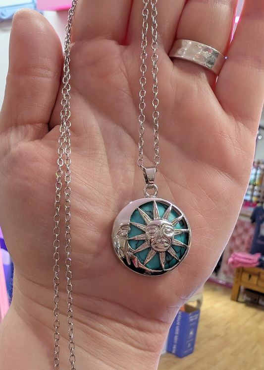 The Edit - Sun & Moon Agate Pendant in Turquoise
