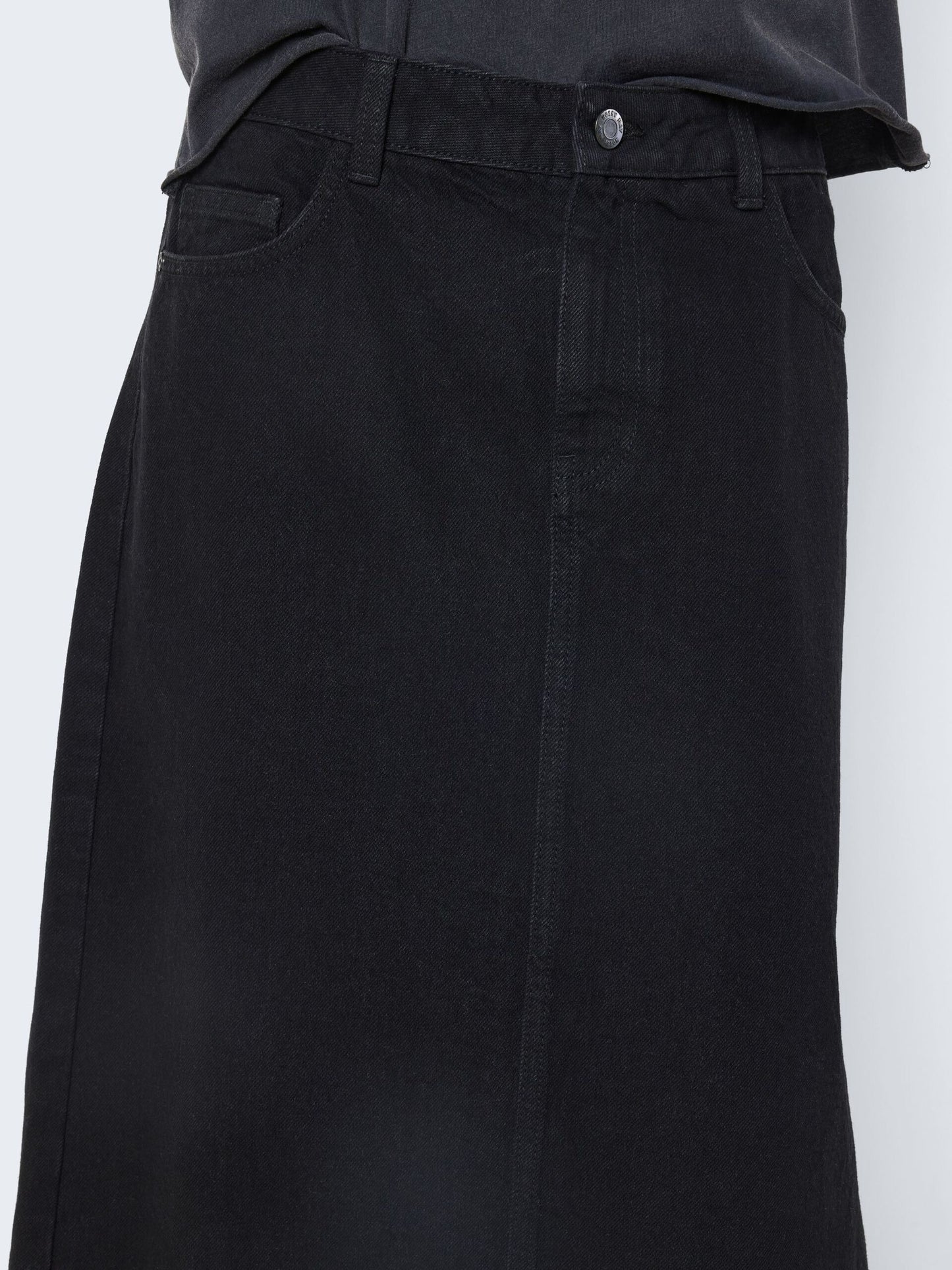 Noisy May - Long Black Denim Skirt with Side Slit