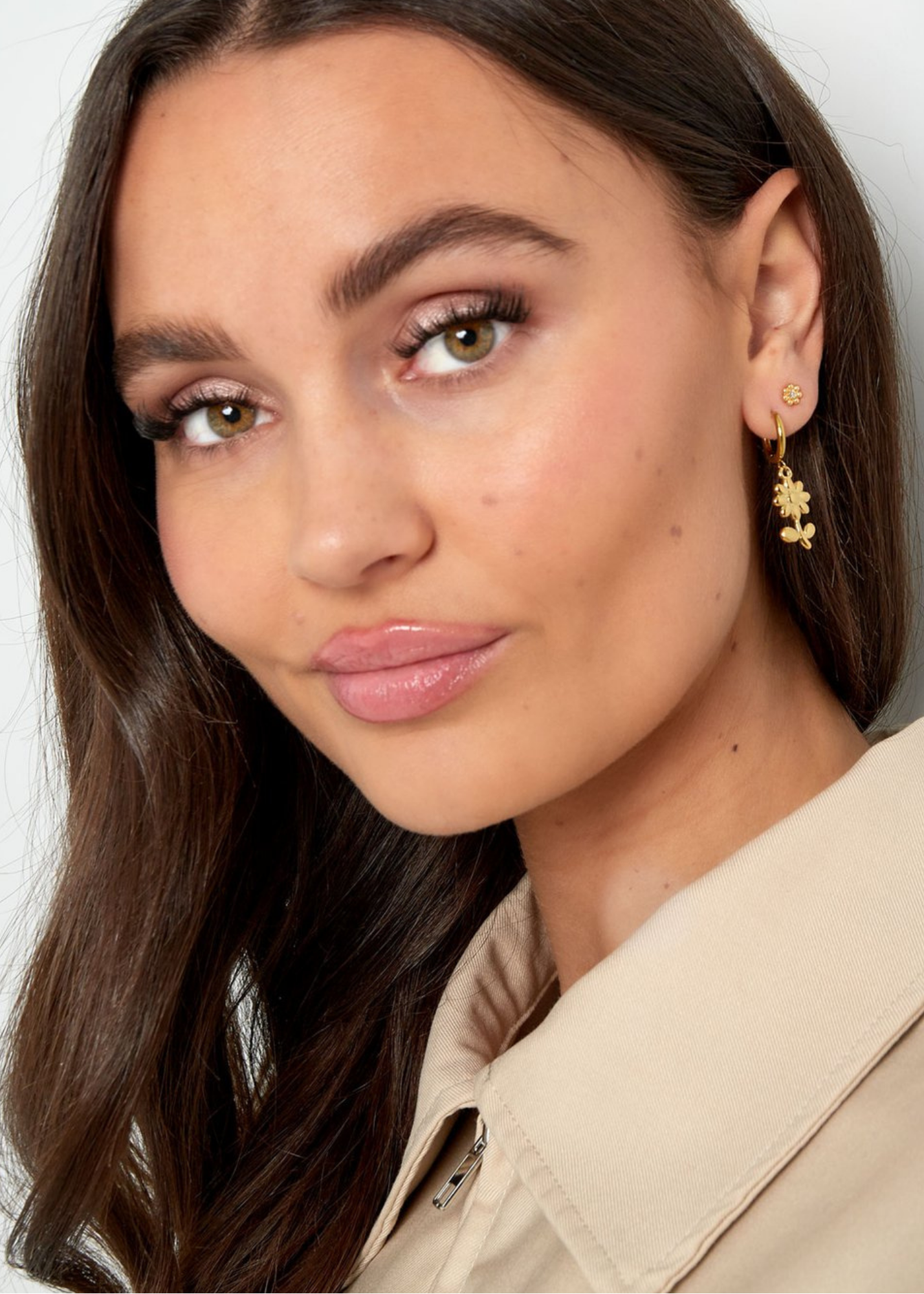 The Edit - Flower Charm Drop Earrings in Silver