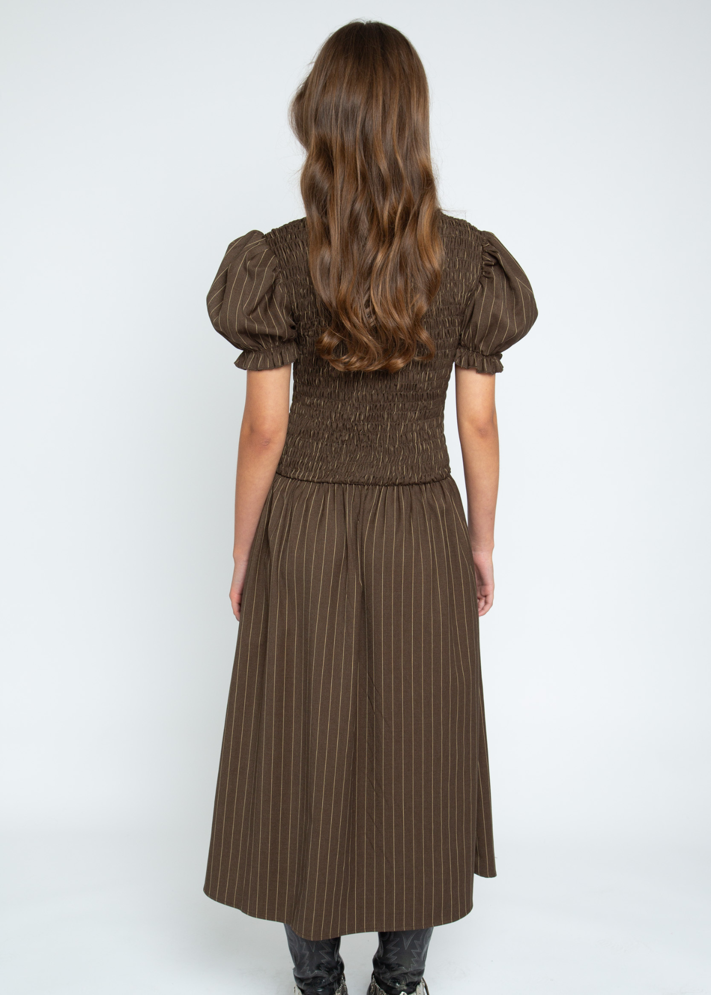 Daisy Street - Brûlée Brown Shirred Midaxi Dress