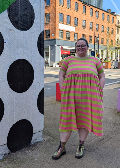 The Edit - Pink & Lime Sugar Stripes Smock Dress