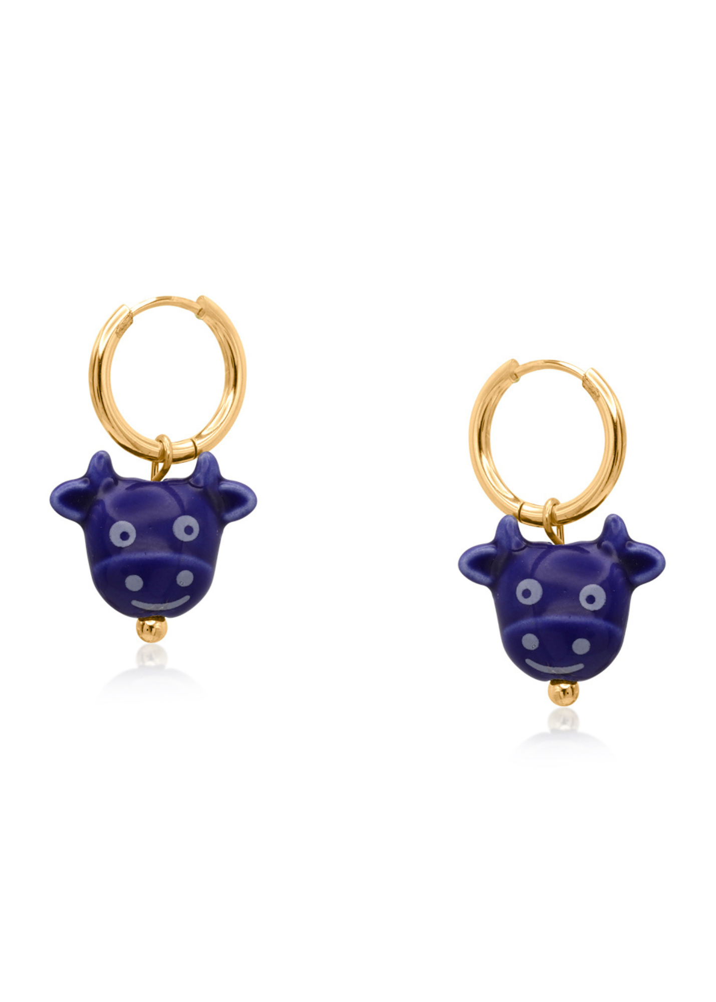 Big Metal London - Happy Cow Charm Earrings