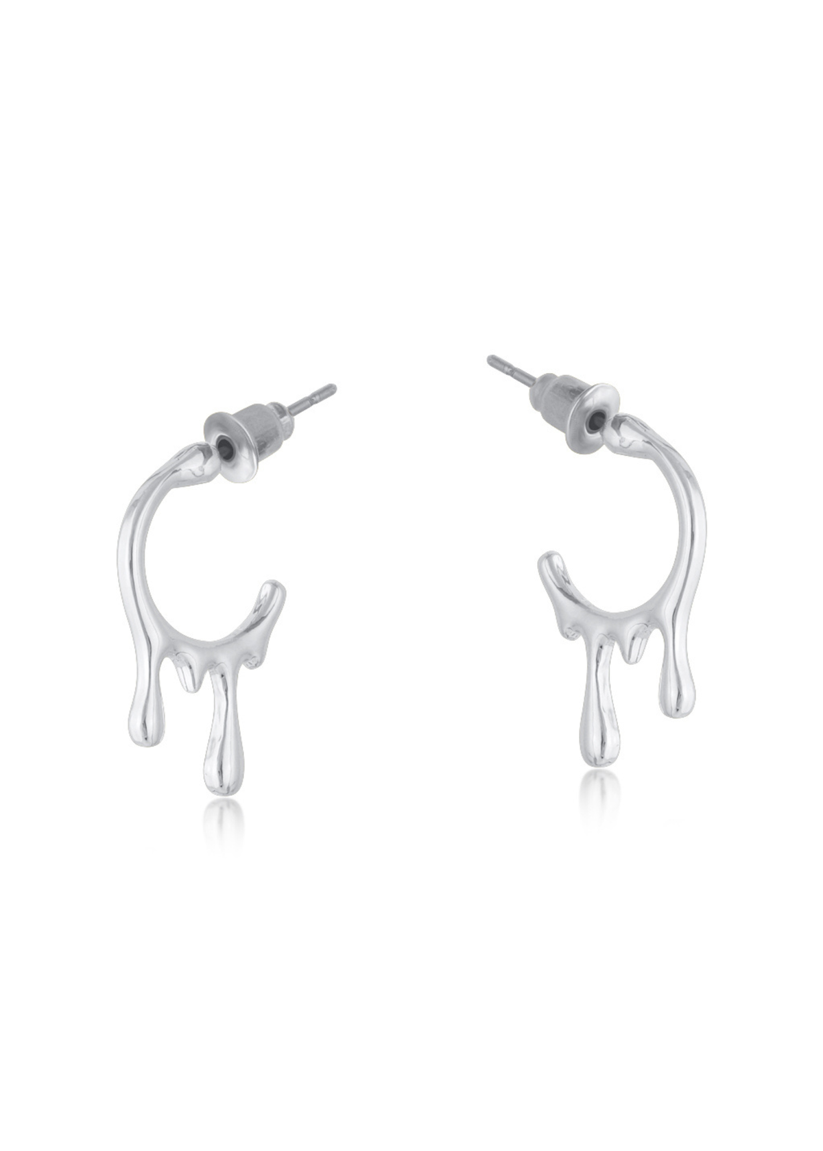 Big Metal London - Mini Drip Hoop Earrings in Silver