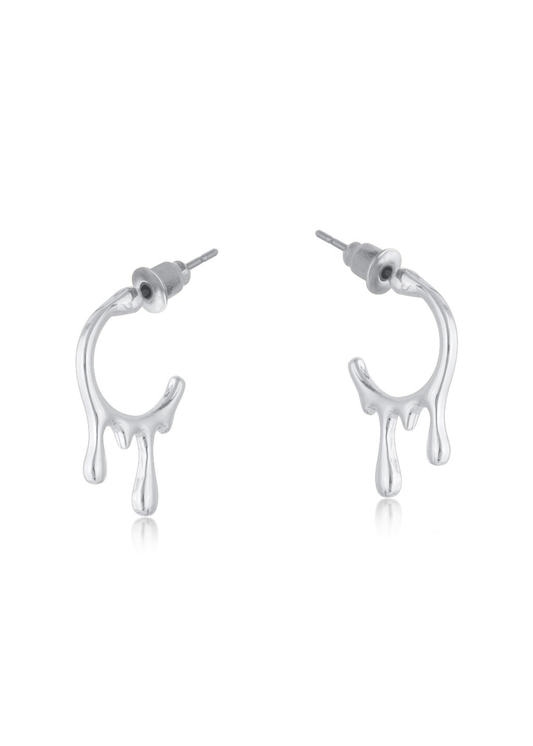 Big Metal London - Mini Drip Hoop Earrings in Silver