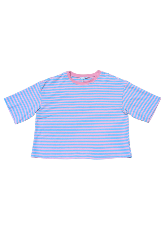 The Edit - Pink & Blue Stripe Short Sleeve Tee