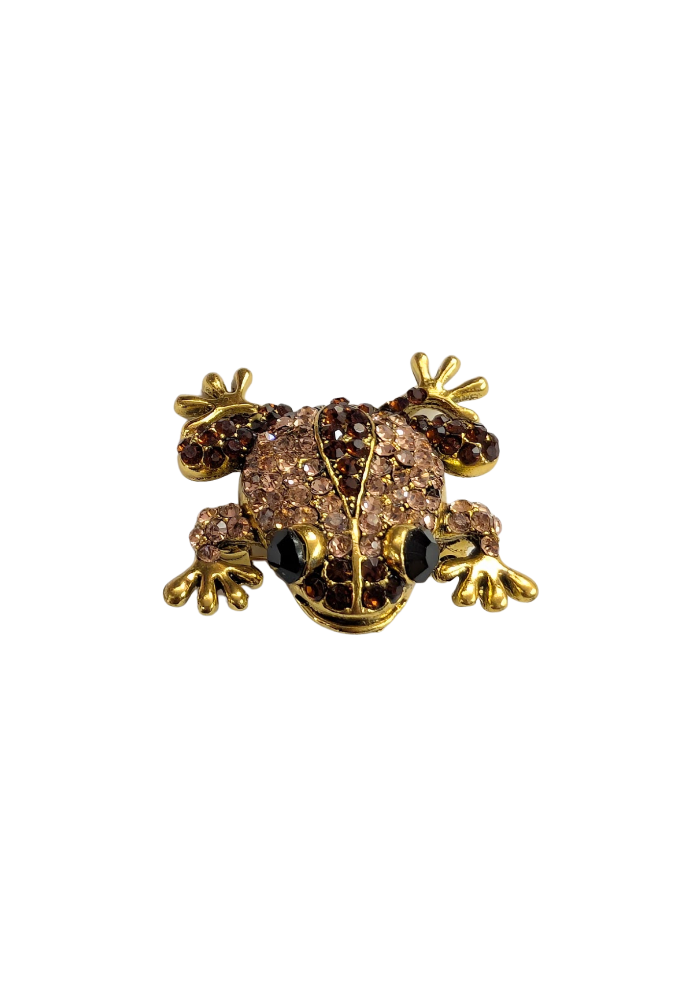 The Edit - Brown Bejewelled Frog Brooch