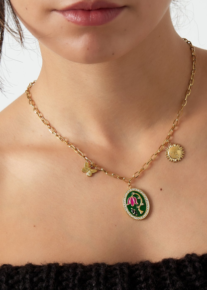 The Edit - Flower Charm Necklace in Gold