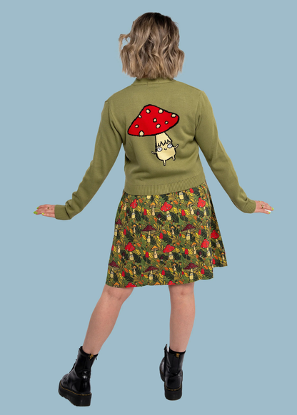 Run & Fly X Katie Abey - Mushroom Bois V-Neck Cropped Cardigan