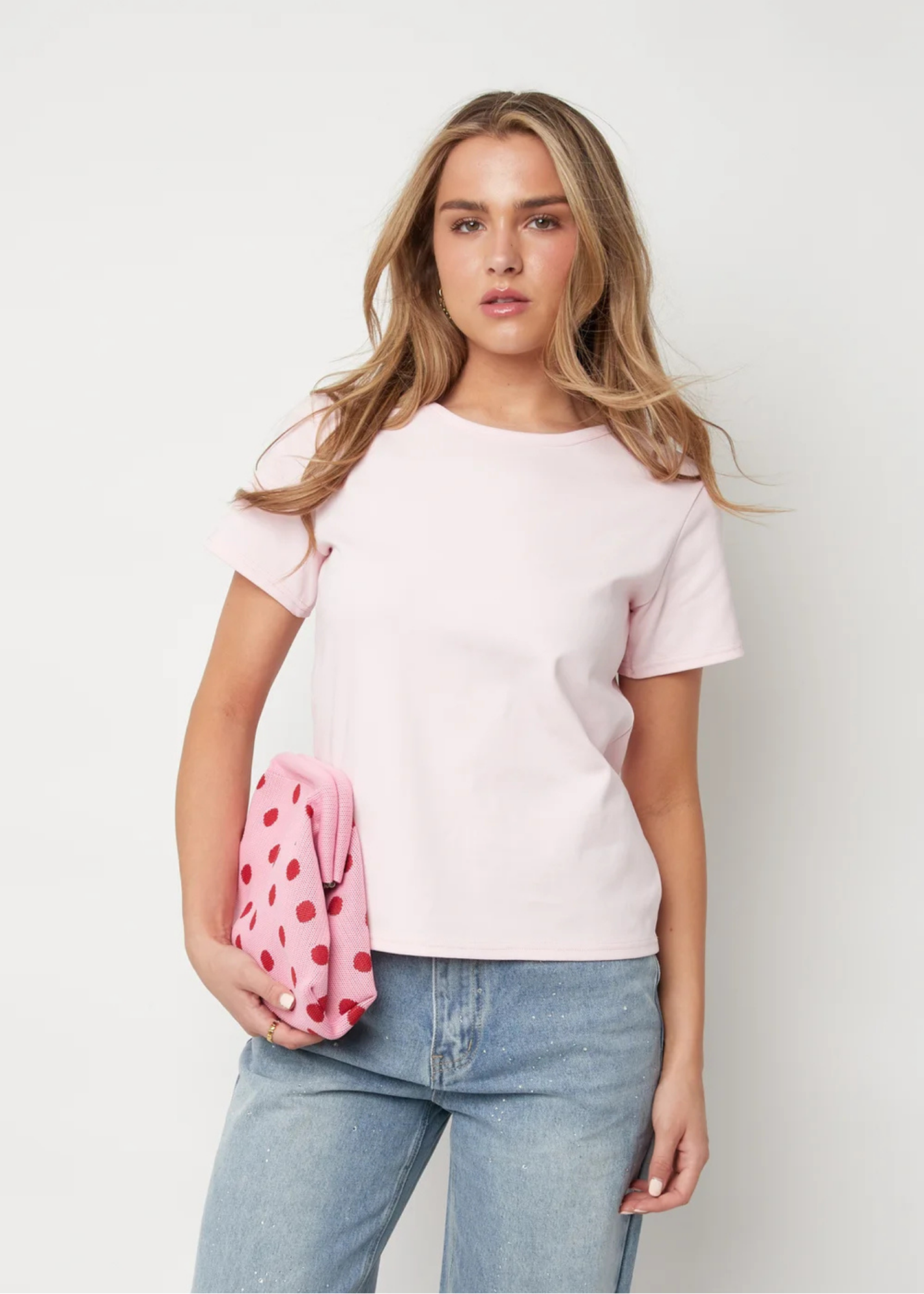 The Edit - Pink & Red Polka Dot Clutch Bag