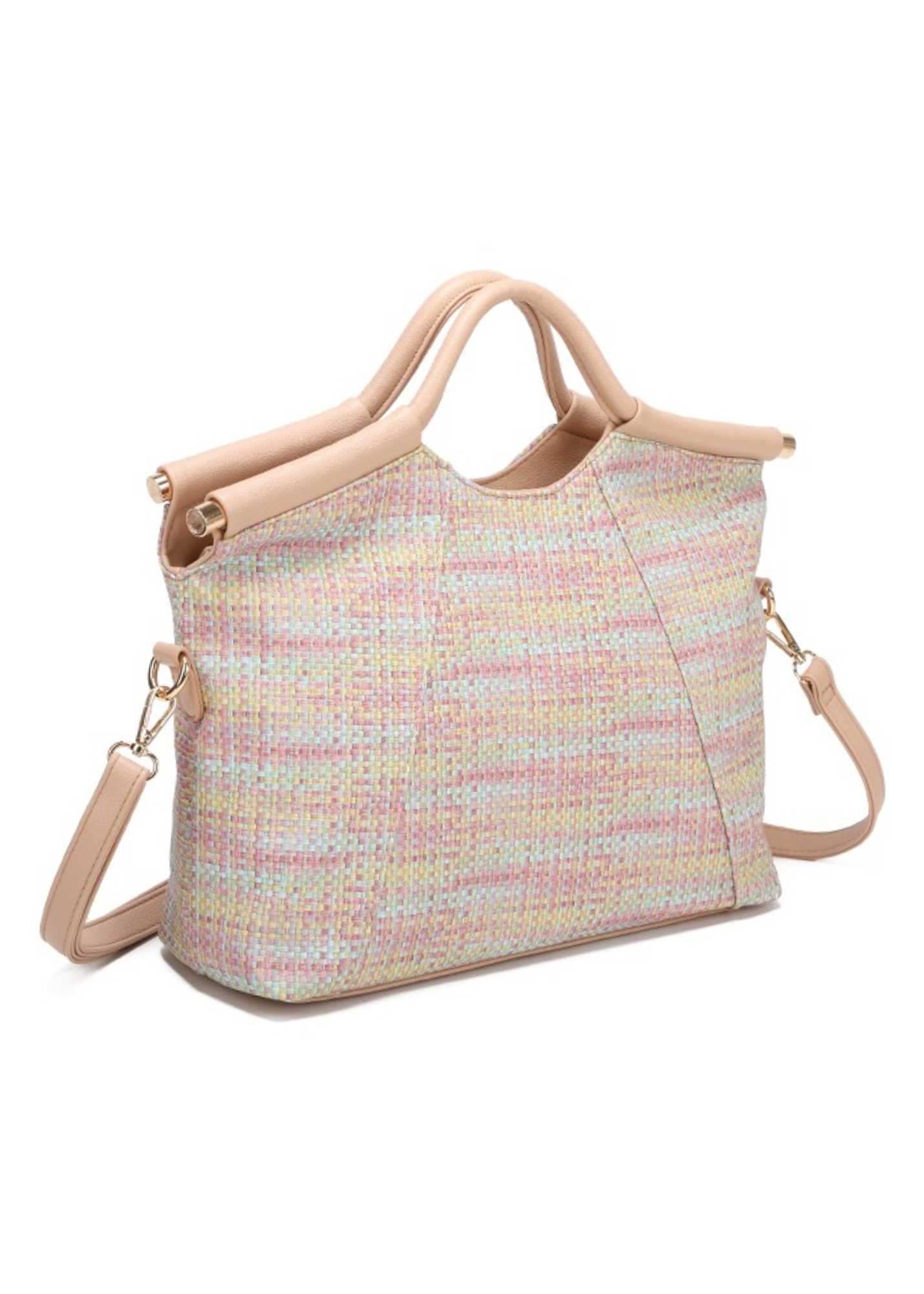 The Edit - Vintage-style Multicolour Pastel Woven Knitting-style Handbag