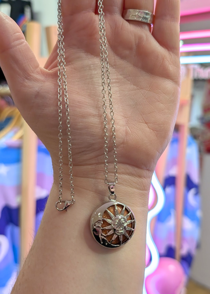 The Edit - Sun & Moon Agate Pendant in Goldstone