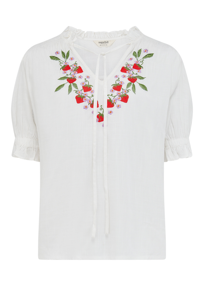 Sugarhill Brighton - Angelique Shirred Strawberry Top