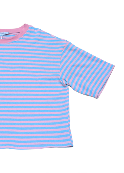 The Edit - Pink & Blue Stripe Short Sleeve Tee