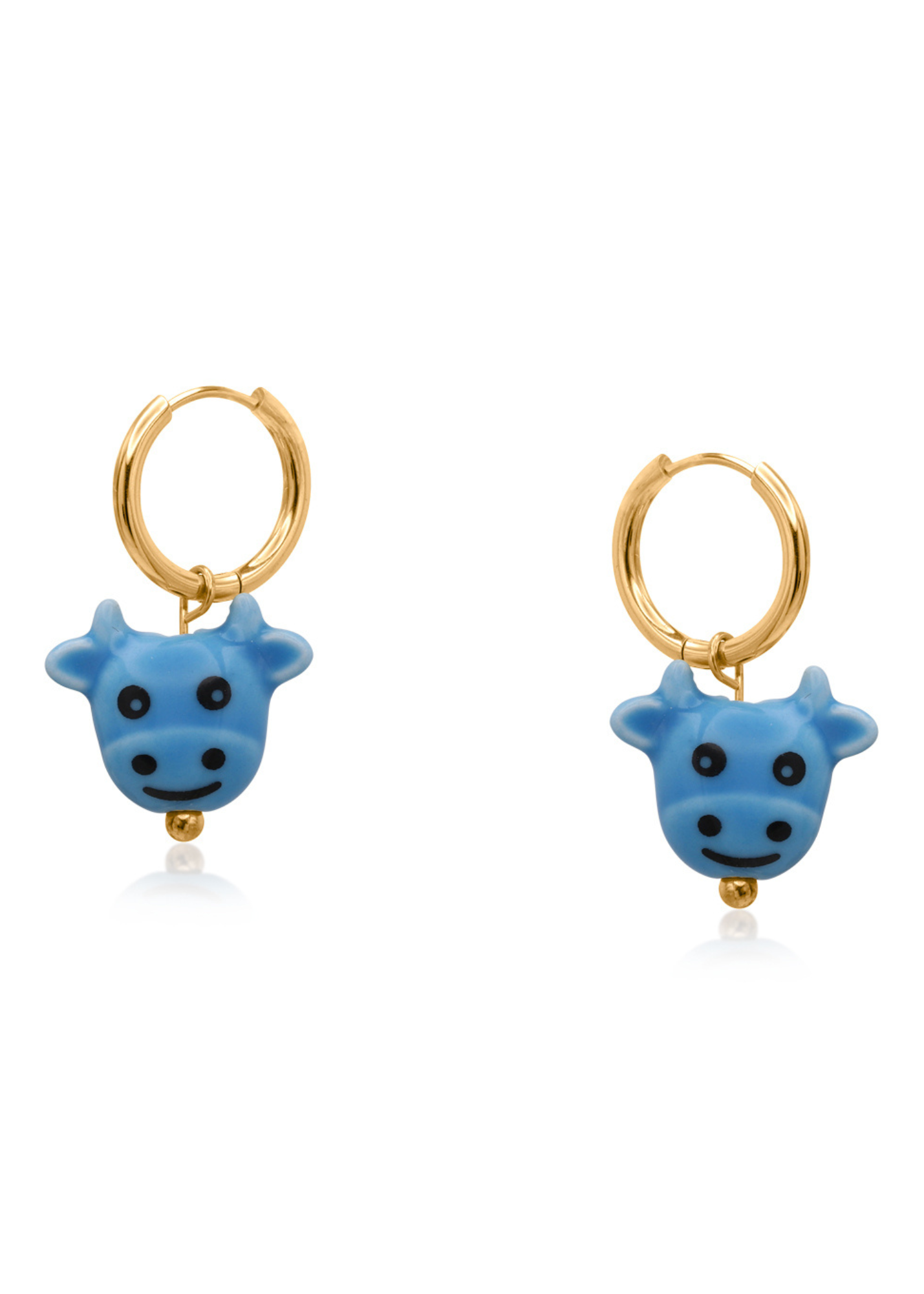 Big Metal London - Happy Cow Charm Earrings