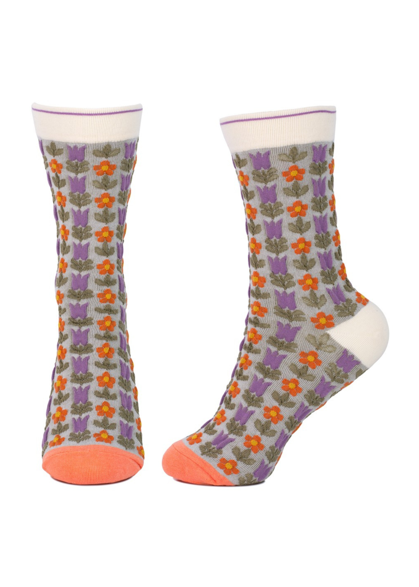 Joe Cool - Purple & Orange Retro Flower Socks