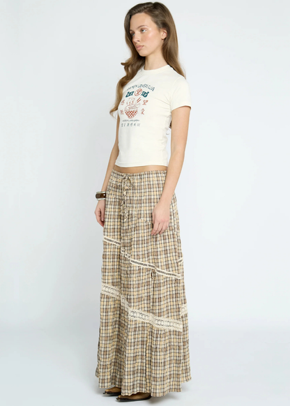 Daisy Street - Clove Check Maxi Skirt
