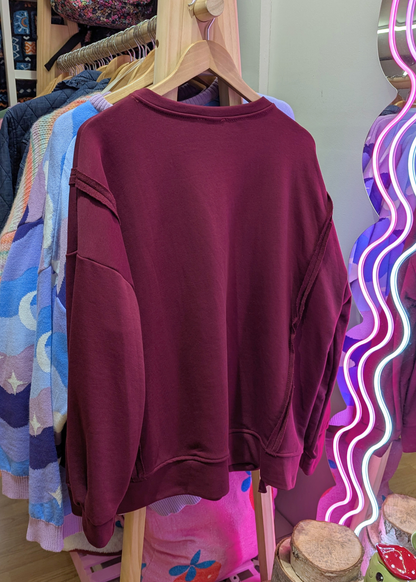 The Edit - Oversized Burgundy Exposed Seam Sweater