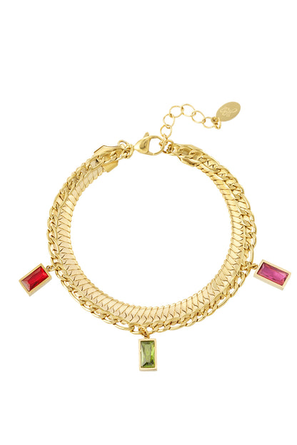 Thunder Egg - Double Chain Bracelet with Colourful Jewel Charms