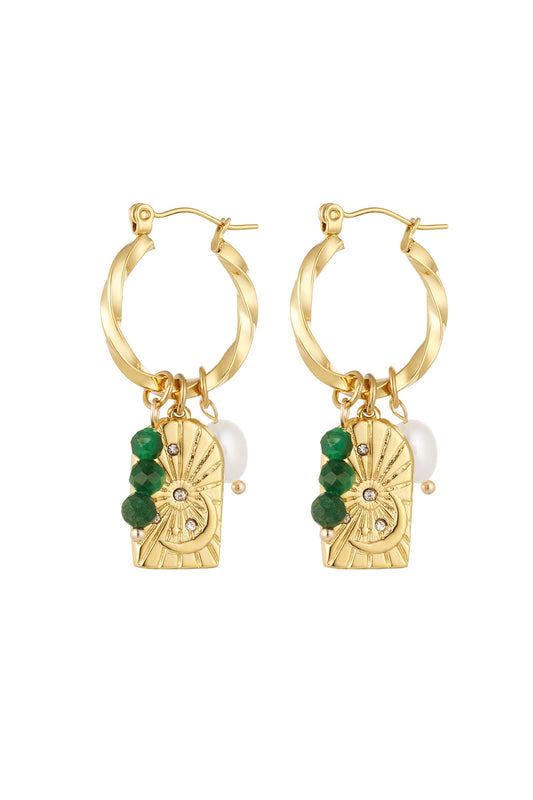 The Edit -  Gold Tone Multi Charm Earrings